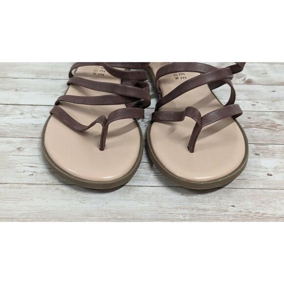 Journee Collection Womens Size 8.5 Brown Leather Adjustable Strappy Sandal - Picture 3 of 10